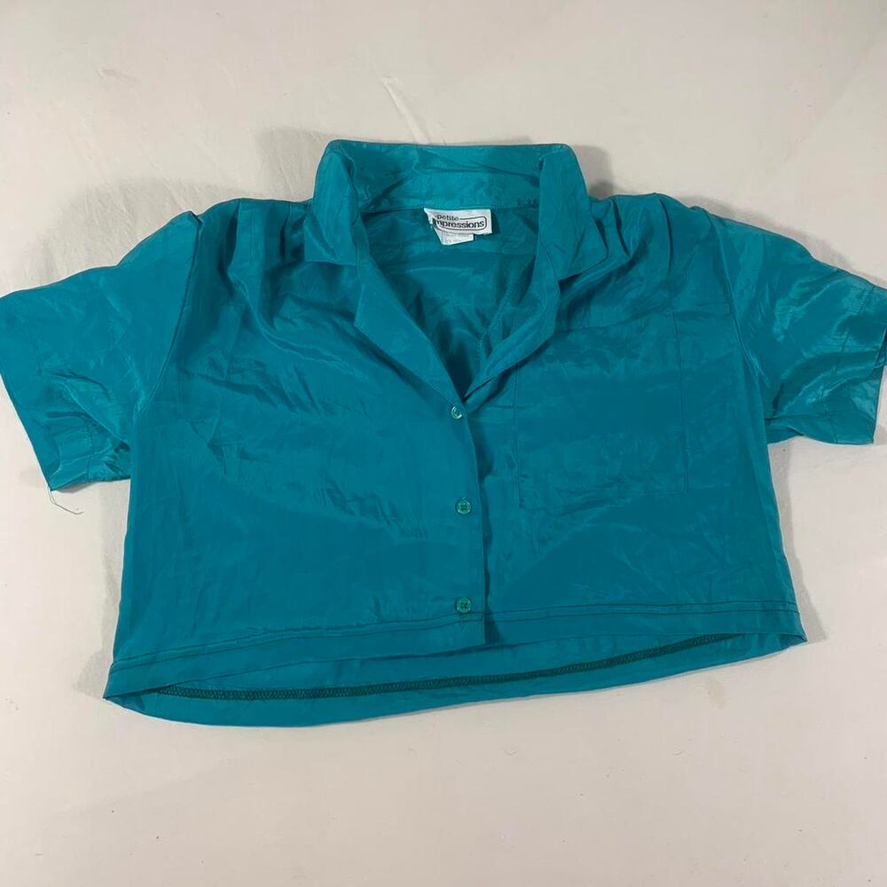 petite impressions vintage womens blouse blue